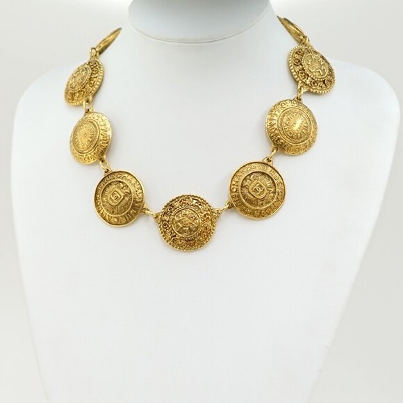CHANEL CC Logos PARIS 31 Rue Cambon Coin Necklace 18" Gold Tone Auth - Picture 1 of 5